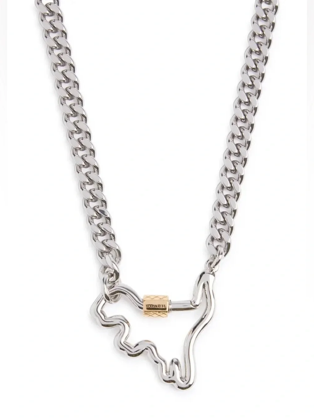 Coach Two-Tone Signature Carabiner Rexy Link Bracelet